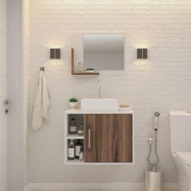 Imagem de Gabinete P/Banheiro Soft 60 cm C/cuba Q32 e Espelheira - Compace, Bran