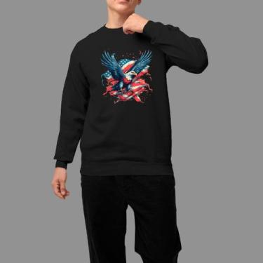 Imagem de Moletom Gola Careca Country Moda Country Inverno Blusa De Frio Aguia B