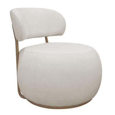 Imagem de Poltrona Decorativa Greta Base Giratória Ouro Fosco Bouclé Off White - Nexta Casa