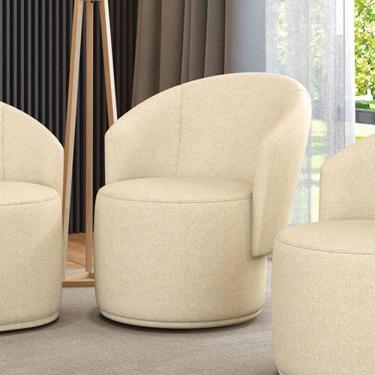 Imagem de Poltrona Decorativa Orgânica Fixa Para Sala Malu Linho Bege D`Rossi