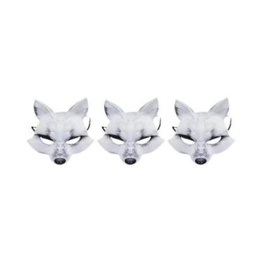 Imagem de Máscaras De Animais De Halloween Para Meio Rosto, Raposa E Lobo Branco