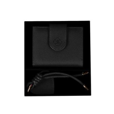 Imagem de Kit Carteira + Chaveiro Feminino Preto - Bagaggio, U, Preto