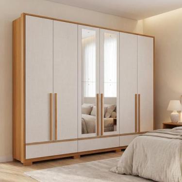 Imagem de Guarda Roupa Casal com Espelho 6 Portas 3 Gavetas 100% MDF Prime Freij