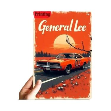 Imagem de Placa De Metal Retangular Decorativa De Ferro Com Tema Carro Muscle Re