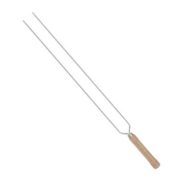 Imagem de Espeto para Churrasco Espeto Duplo 65CM Cromado para Assar Carnes em Arame de Aço com C...