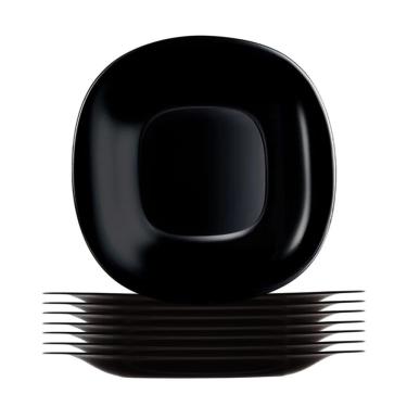 Imagem de Jogo 8 Prato Raso Preto Quadrado Square 26cm Vidro Opalino Em Casa Tem