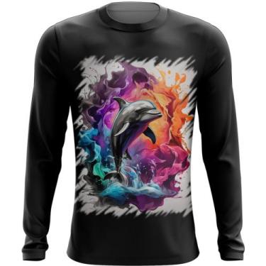 Imagem de Camiseta Manga Longa Golfinho Inteligência Arte Pintura 4 - Kasubeck S