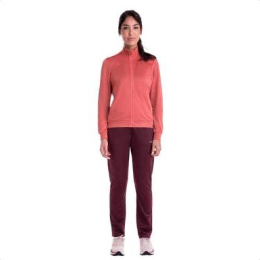 Imagem de Conjunto Agasalho Mizuno Basic II Feminino, G, Rosa, Bordô