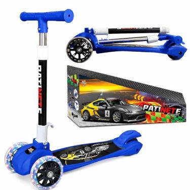 Imagem de Patinete Super Scooter Carros 3 Rodinhas Reforçado com Luz Azul - Toy 