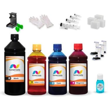Imagem de Kit 2.5 Litros De Tinta Compatível Para HP 410 56 e 57 - Toner Vale