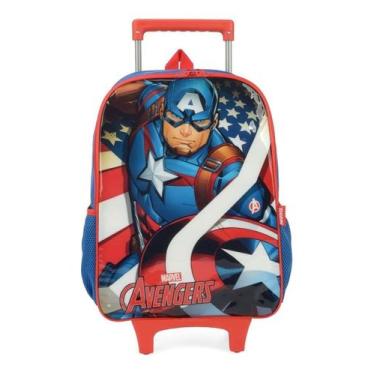 Imagem de Mochila De Rodinhas Escolar Menino Capitão América Luxcel, Azul
