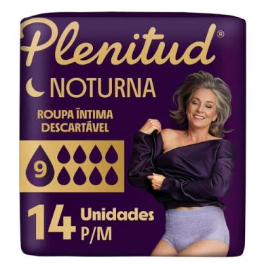 Imagem de Plenitud® Noturna Roupa Íntima Descartável, Proteção por até 12h, Máxima Absorção, Tamanho P/M, Pacote com 14 Unidades