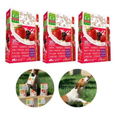 Imagem de Kit 3 Petisco Fit Pet Amora Morango Framboesa 50g - SPIN
