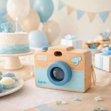 Imagem de Câmera Máquina Fotográfica Infantil Brinquedo de Madeira - Babebi