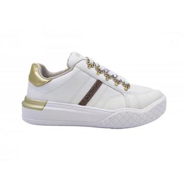 Imagem de Tênis Ramarim Casual Feminino Bicolor 23-81203, Branco, Dourado, 36
