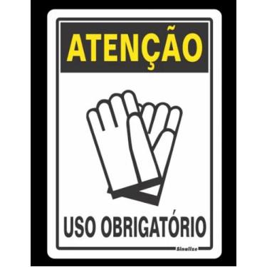 Imagem de Placa para sinalização uso obrigatório de luvas 30x20cm Sinalize