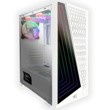 Imagem de Gabinete Gamer BRX White Neon, ATX, Lateral em Vidro Temperado, LED RG