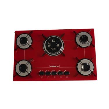 Imagem de Fogão Cooktop 5 Bocas Chamalux Tripla Chama Premium Bivolt, Vermelho, 