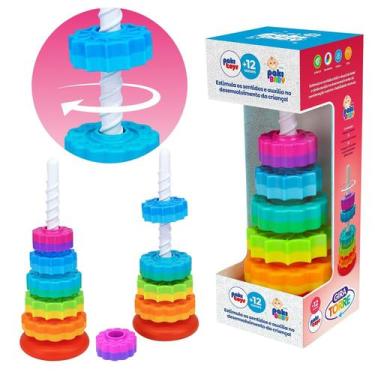 Imagem de Torre Giratória Empilhável Brinquedo Educativo Com 5 Engrenagens Color