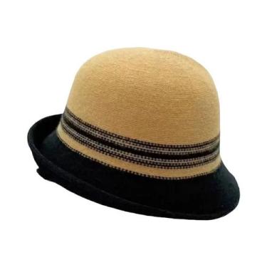 Imagem de Chapéus De Lã Listrados Femininos Dobráveis: Elegantes Fedoras, Panamá