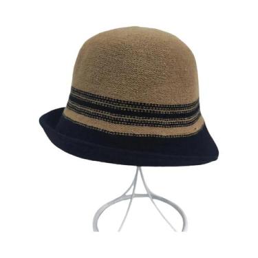 Imagem de Chapéus De Lã Listrados Femininos Dobráveis: Elegantes Fedoras, Panamá