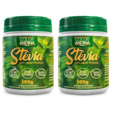 Imagem de ADOÇANTE STEVIA COLOR CRISTAL 100g pote kit 2 unidades - Color Andina 