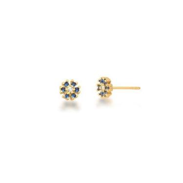 Imagem de Brinco mini flor azul banhado a ouro - zircônias - 5mm - VIDIÈ