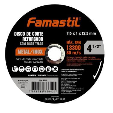 Imagem de Disco de Corte Inox 115x1x22,2mm Metal FAMASTIL