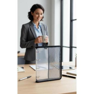 Imagem de 2x Fichário A4 PVC Transparente 4 Argolas Zíper 4cm Preto - Congratula