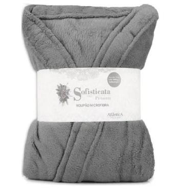 Imagem de Roupão de Microfibra Kimono M Atlântica Unissex, Platina