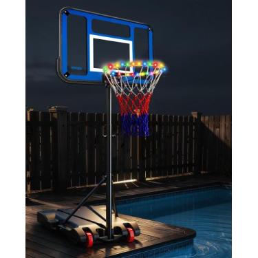 Imagem de Aro de Basquete SPOYNAL 3,8-7 pés Ajustável, LED e Portátil