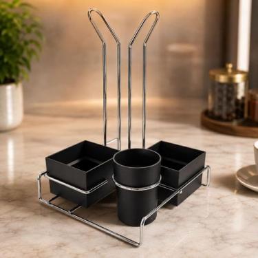 Imagem de Conjunto Organizador Cha Cafe Porta Copos Utensilios Pratico Elegante 