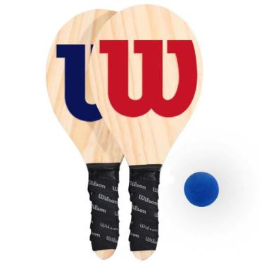 Imagem de Kit Frescobol Wilson Azul e Vermelho c/ 2 Raquetes e 1 Bola