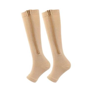 Imagem de Meias De Compressão Masculinas Com Zíper Para Suporte De Varizes, Corr