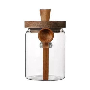 Imagem de Grande Pote De Vidro Hermético Com Colher Para Grãos De Café, Especiar