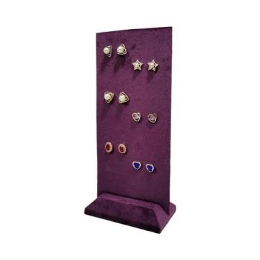 Imagem de Suporte De Exibição De Joias Em Veludo Roxo Para Anéis, Brincos E Cola