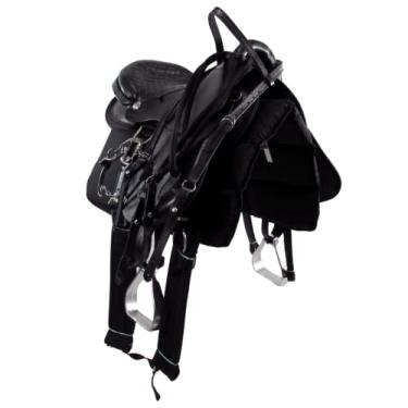 Imagem de Sela Australiana De Arco Preta Inox Luxo 16 Polegadas + Acessórios