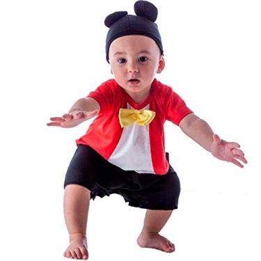 Imagem de Fantasia de Ratinho Mickey Bebê Macacão Curto Com Orelhas M 3-6 Meses