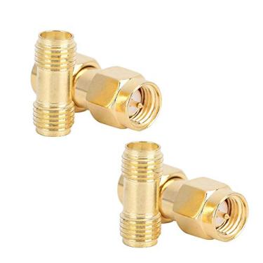 Imagem de Adaptador de passagem dupla Wendry SMA macho para macho + 2 peças SMA fêmea para fêmea conector de passagem dupla dourado, conector de passagem
