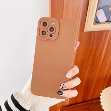 Imagem de Capa de telefone colorida verde brilhante fashion para iphone 13 11 12 pro max xs x xr 7 8 plus silicone fosco câmera nova capa protetora, marrom escuro, para iphone 13