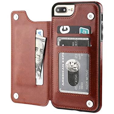 Imagem de Capa de couro slim fit de luxo para iphone 13 11 12 mini pro xr xs max x 6 7 8 plus carteira slots para cartão à prova de choque, marrom, para iphone 12pro max