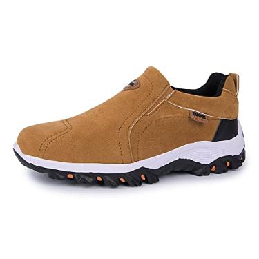 Imagem de Jueshanzj Tênis masculino de caminhada sem cadarço para caminhada ao ar livre, viagem, cano baixo, tênis de corrida de trilha, Amarelo, 8