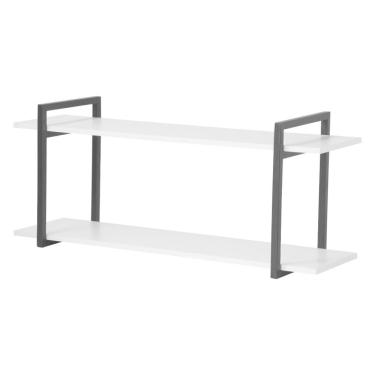 Imagem de Nicho Sala e Quarto Preto com Prateleiras Branco 100cm