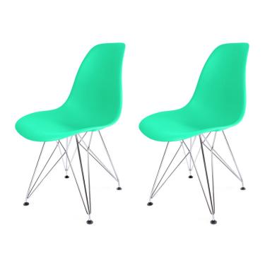 Imagem de Conjunto 2 cadeiras eames pp verde tiffany eiffel cromada