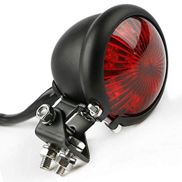 Imagem de Yibid Luz traseira preta motorizada para motocicleta, estilo Bates, luz traseira para corrida e motocicleta, lente vermelha, luz traseira para Chopper Bobber Cafe Racer Old School Bobber Touring Sports Dirt Bike