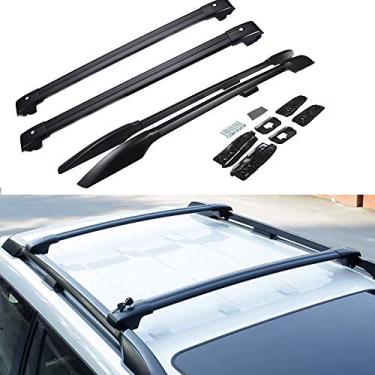 Imagem de UDP 4 peças barras transversais de alumínio prata barras transversais bagageiro bagageiro trilho de teto barra se encaixa para Land Cruiser Prado FJ150 2010-2020