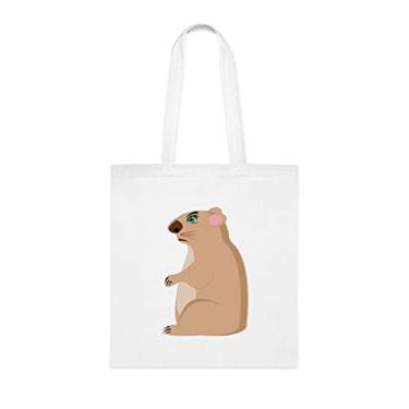 Imagem de SpreadPassion Sacola Boto de marmota animal, presente engraçado, bolsa de ombro, bolsas reutilizáveis, ideia de presente de aniversário e Natal