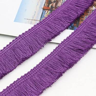 Imagem de 1 m engrossar guarnições de borla 2,5 cm de largura cortina de poliéster/travesseiro guarnição brinco/bolsa roupas decorativas renda franja costura, roxo profundo