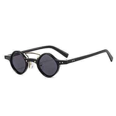 Imagem de Moda Óculos de Sol Quadrados Pequenos Mulheres Retro Pontes Duplas Lentes Oceânicas Transparentes Óculos de Sol UV400 Rebites Masculinos Punk, Preto Cinza, A