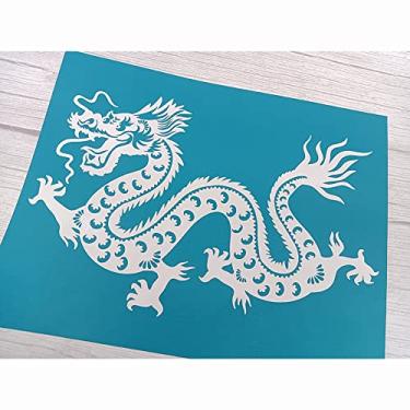 Imagem de IKASEFU Estêncil autoadesivo para tela de seda estêncil dragão chinês transferência de tela estêncil padrão reutilizável estêncil pintura faça você mesmo para decoração de casa artesanato camiseta móveis quadro negro de parede